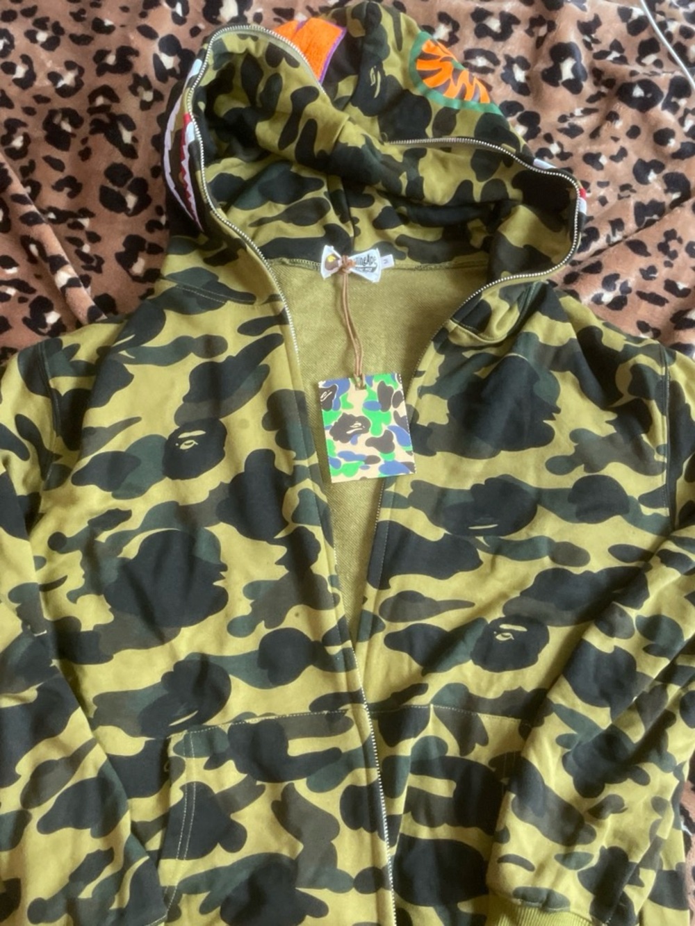 Kids Camo Zip-Up Hoodie - Olive & Black